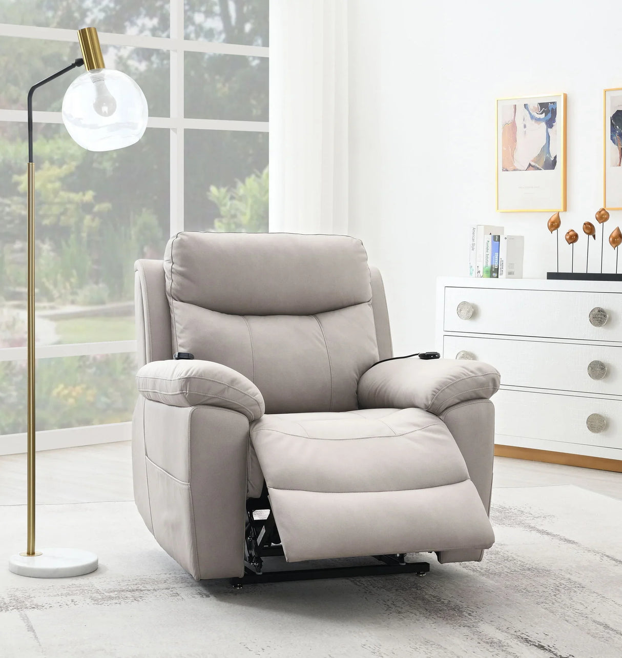 Chriki - Polished Microfiber Power Motion Recliner With Lift Heating Massage Chair - Furniture Home Direct