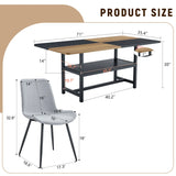 Dining Set With Wooden Table And Eight Chairs Light Gray - Furniture Home Direct