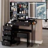 Vanity Table with Cushioned Stool Modern Finish Black - Furniture Home Direct