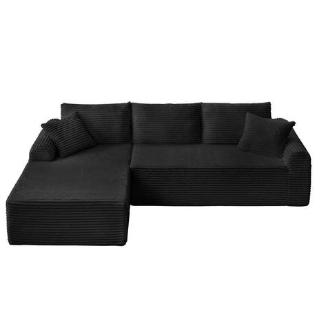 Modular Corduroy Sectional With Arched Armrests, Includes 3 Back Cushions & 2 Throw Pillows - Furniture Home Direct