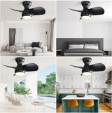 23" Bedroom Ceiling Fan With 3 Color Dimmable 3 ABS Blades Remote Control Dc Motor Black With 18W Led Light - Furniture Home Direct