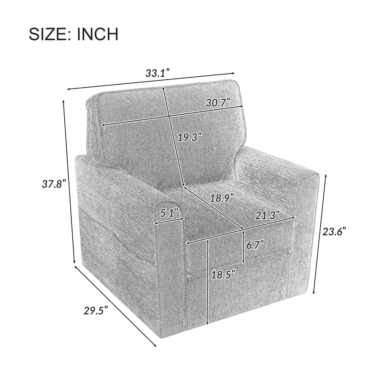360° Swivel Accent Barrel Armchair With Side Pockets, Compact Design - Furniture Home Direct