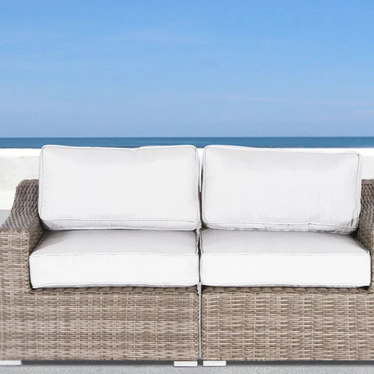 Chic Wide Outdoor Loveseat With Cushions - Furniture Home Direct