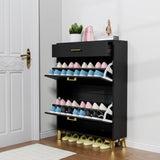 Shoe Storage Cabinet with 2 Flip Drawers - Black - Furniture Home Direct