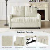 Sleeper Sofa With Adjustable Backrest, Two Cup Holders, Phone Holder, Three Charging Ports And Side Storage Pockets- Beige - Furniture Home Direct