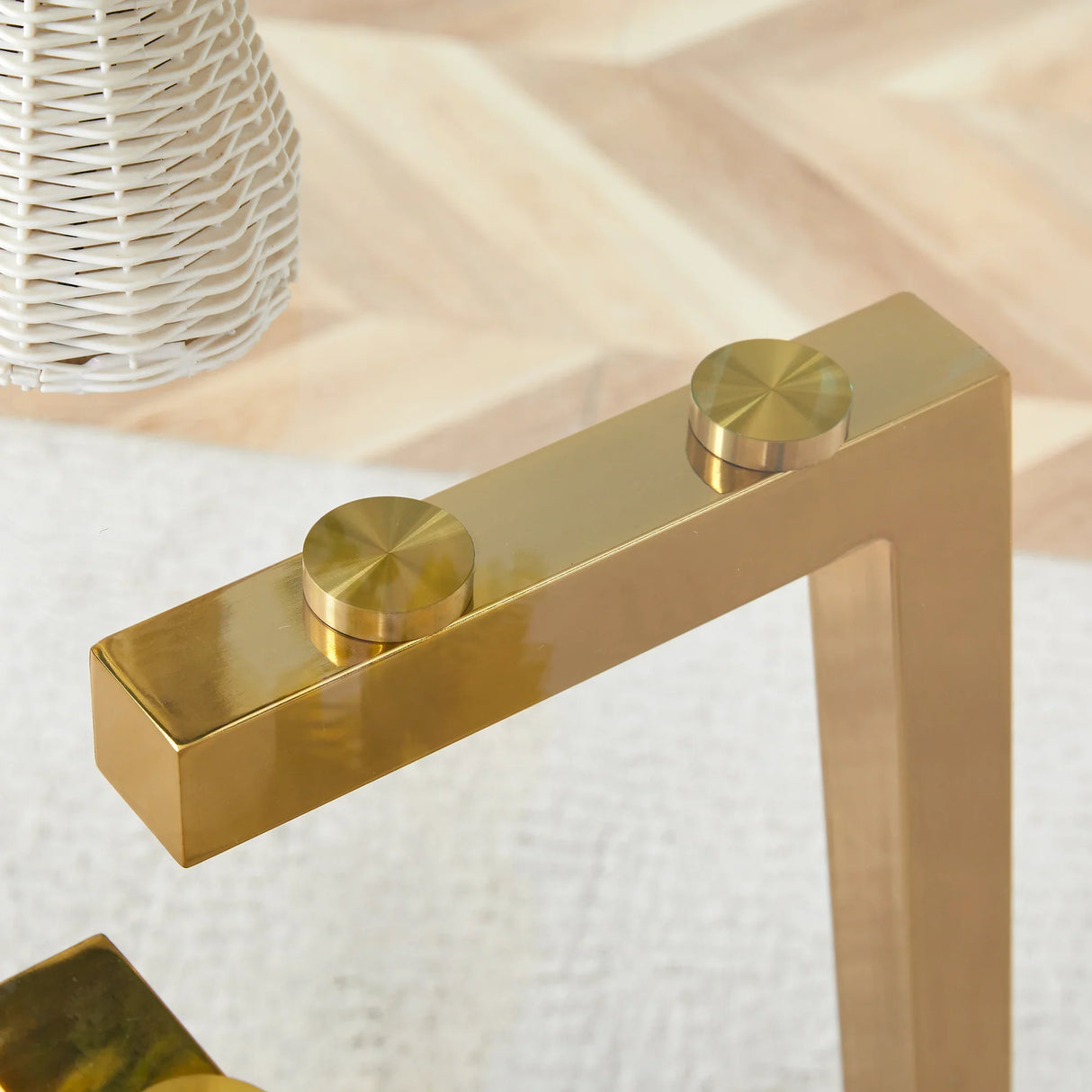Dining Table Round Glass Top With Metal Base Finish Gold - Furniture Home Direct