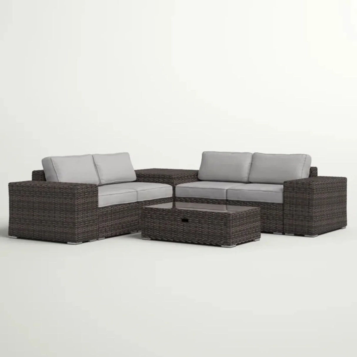 Modern Patio Rattan Sectional Set With Cushions - Furniture Home Direct