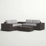 Modern Patio Rattan Sectional Set With Cushions - Furniture Home Direct