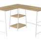 Computer Desk, Home Office, Corner, Storage Shelves, L Shape, Work, Laptop, Contemporary, Modern - White Base - Furniture Home Direct