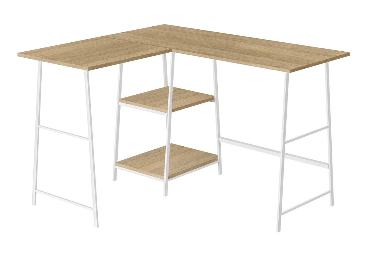 Computer Desk, Home Office, Corner, Storage Shelves, L Shape, Work, Laptop, Contemporary, Modern - White Base - Furniture Home Direct