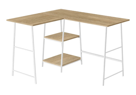 Computer Desk, Home Office, Corner, Storage Shelves, L Shape, Work, Laptop, Contemporary, Modern - White Base - Furniture Home Direct