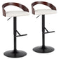 Grotto - Contemporary Adjustable Barstool With Swivel & Straight T Footrest (Set of 2) - Furniture Home Direct