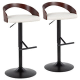 Grotto - Contemporary Adjustable Barstool With Swivel & Straight T Footrest (Set of 2) - Furniture Home Direct