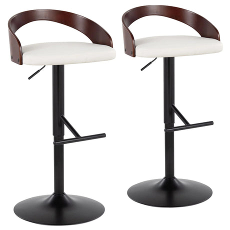 Grotto - Contemporary Adjustable Barstool With Swivel & Straight T Footrest (Set of 2) - Furniture Home Direct