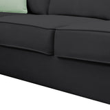 L Shaped Sectional Sofa with Ottoman and Cushions Black - Furniture Home Direct