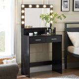 Vanity Desk With Mirror And Lights, Dressing Table With Large Drawer, 2 Level Storage Dresser & 3 Lighting Modes Adjustable Brightness, Suitable For Bedroom - Furniture Home Direct