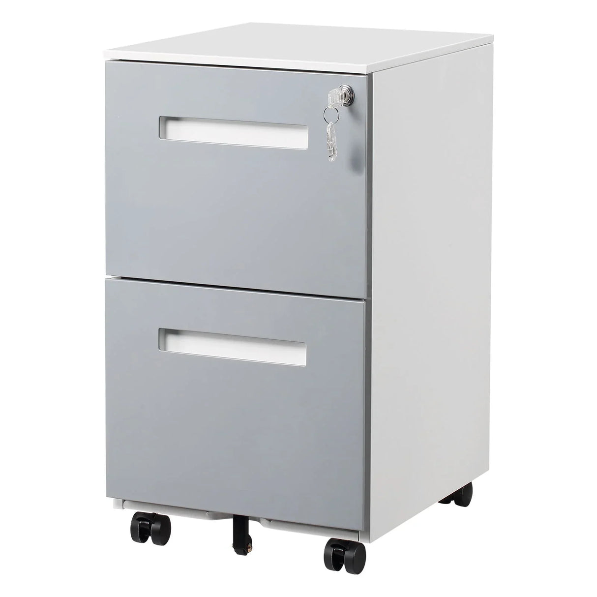 3 Drawer Mobile Locking File Cabinet, Rolling Filing Cabinet For Letter / A4 Size With 5 Wheels - Gray - Furniture Home Direct