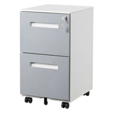 3 Drawer Mobile Locking File Cabinet, Rolling Filing Cabinet For Letter / A4 Size With 5 Wheels - Gray - Furniture Home Direct