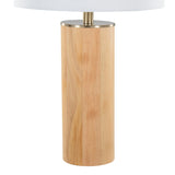Cylinder - Ash Contemporary Table Lamp - Ash / Antique Brass / White - Furniture Home Direct