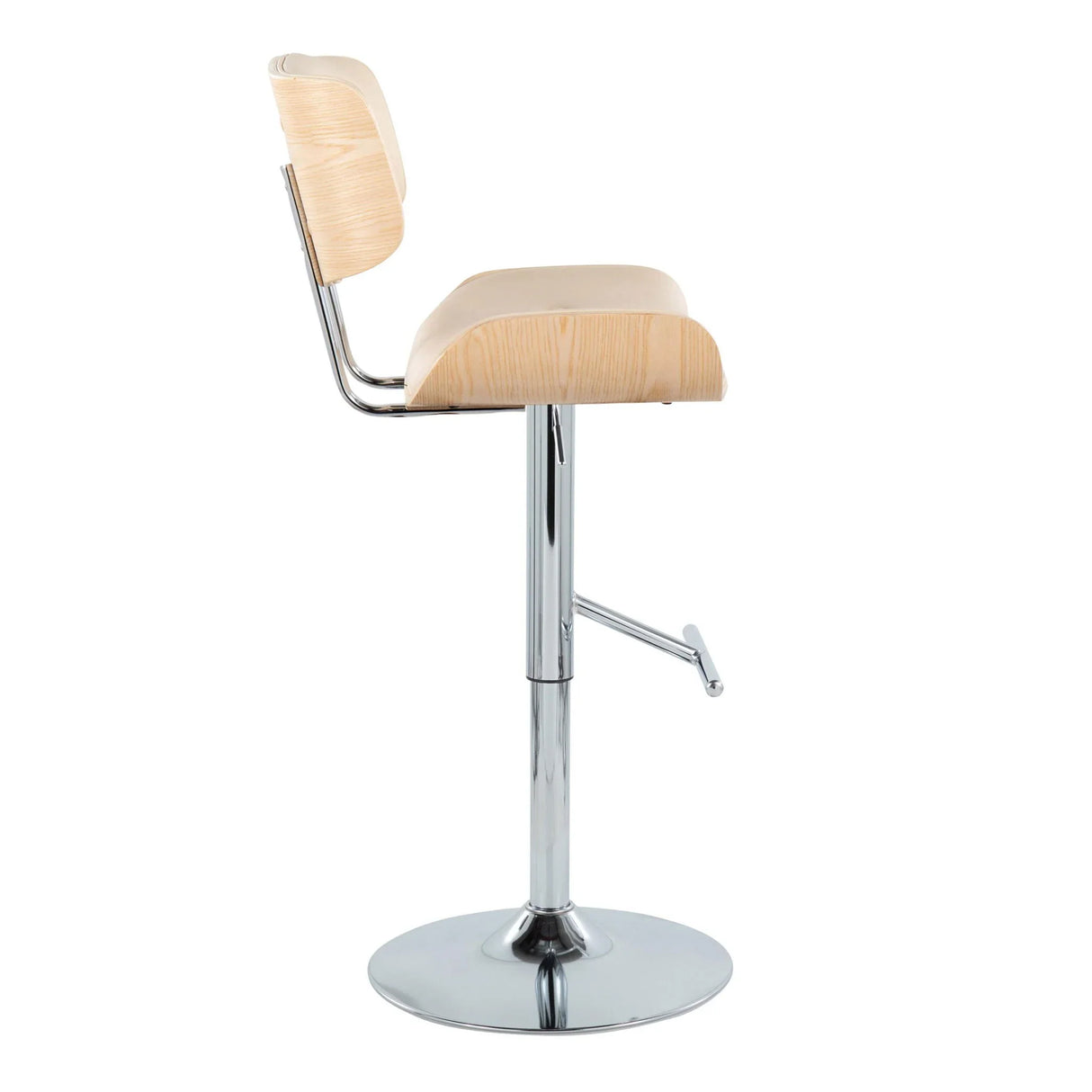 Lombardi - Contemporary Adjustable Barstool With Swivel With Straight T Footrest (Set of 2) - Furniture Home Direct