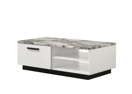 Matilda - Coffee Table With White Faux Marble Top - White - Furniture Home Direct