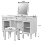 Multi Functional 2 In 1 Vanity Desk With Flip Top Mirror Material - White Oak - Furniture Home Direct