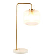 Haven - Clear Table Lamp, Button Control - Gold / White / White Marble - Furniture Home Direct