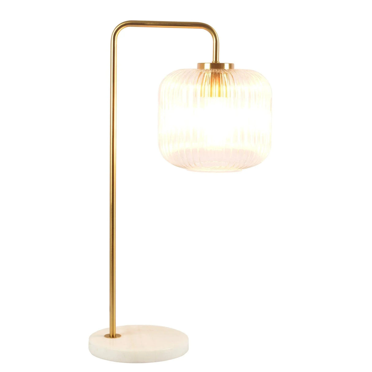 Haven - Clear Table Lamp, Button Control - Gold / White / White Marble - Furniture Home Direct