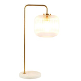 Haven - Clear Table Lamp, Button Control - Gold / White / White Marble - Furniture Home Direct