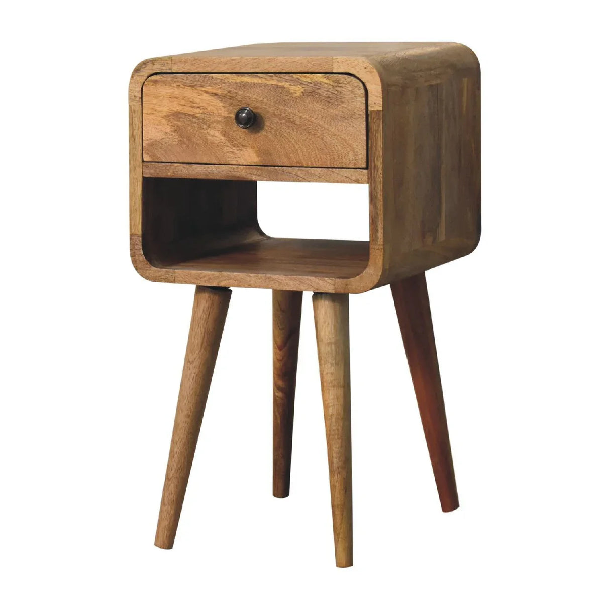 Mini Chestnut Curve Lower Bedside Nifhtstand - Furniture Home Direct
