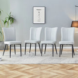 Dining Chairs Upholstered PU Cushions Modern Light Gray - Furniture Home Direct