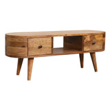 Mini Wooden Rounded Entertainment Unit - Oak - Furniture Home Direct