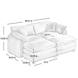 Modern Oversized Modular Cushion Sofa With Ottoman, Low Back, Deep Seating Sofa Set - Furniture Home Direct