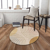 Rabbit - Washable Non - Slip Round Rug - Ivory / Light Brown - Furniture Home Direct