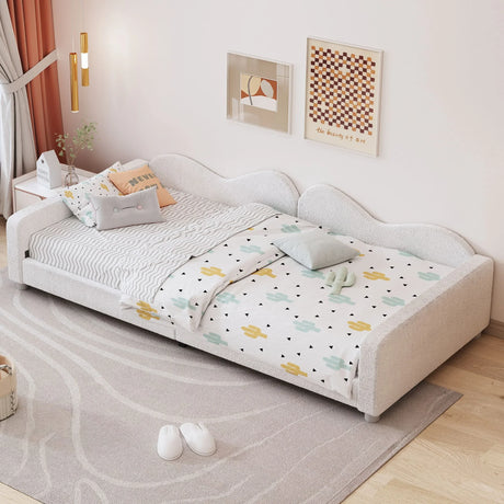 Upholstered Daybed, Sherpa Fabric Sofabed With Cloud-Shaped Backrest - Furniture Home Direct
