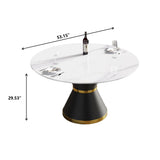 Modern Artificial Stone Round Carbon Steel Base Dining Table, Can Accommodate 6 People - Furniture Home Direct