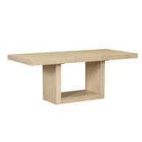 Dining Set Extendable Pedestal Table Bench And Chairs Beige - Furniture Home Direct
