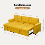 Lucca - Linen Reversible Sleeper Sectional Sofa With Storage Chaise - Furniture Home Direct