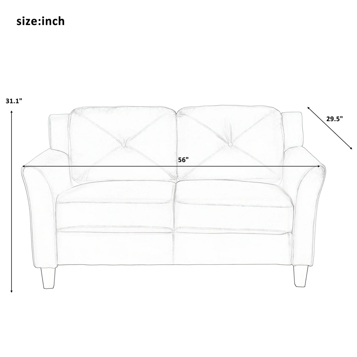 Tufted 3 Piece Living room Set Sofa, love Seat and Chair - Foam Green - Furniture Home Direct