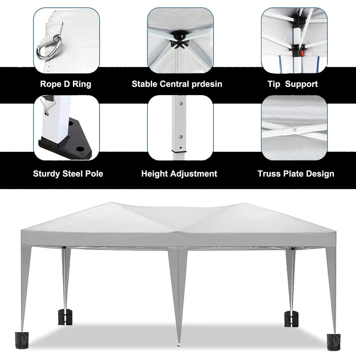 10'X20' Folding Canopy With 6 Removable Sidewalls Outdoor Event Shelter UPF 50+ Gazebo Portable Tents For Parties Beach Camping Wedding Ez Pop Up Canopy - Furniture Home Direct