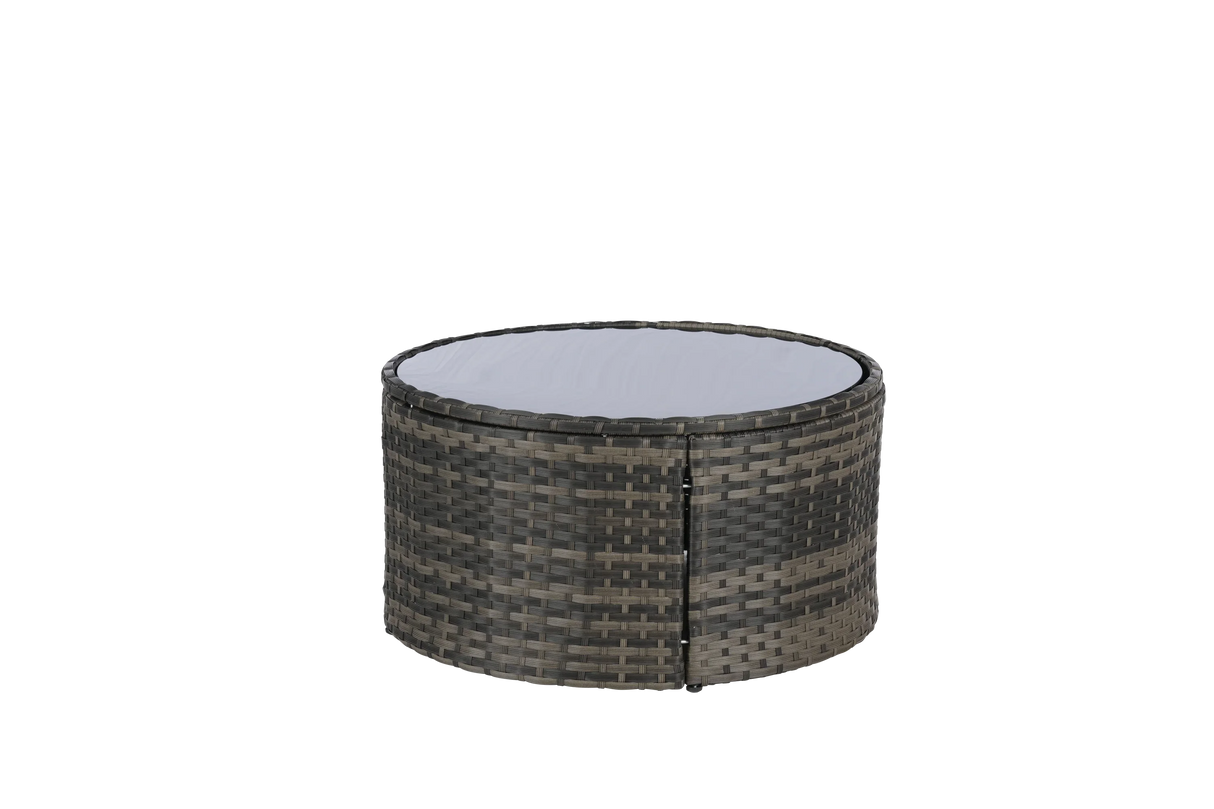 11 Piece Patio Set With Tempered Glass Round Coffee Table - Furniture Home Direct