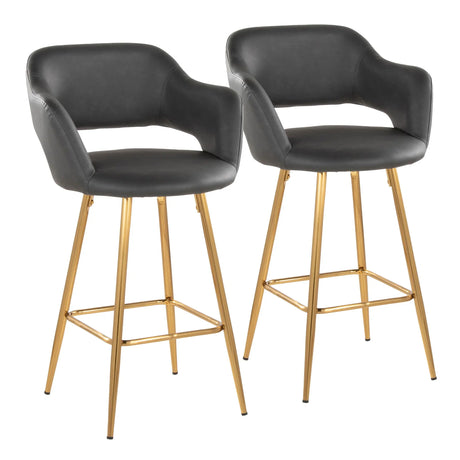 Margarite - Contemporary Fixed Height Counter Stool With Footrest (Set of 2) With Square - Furniture Home Direct
