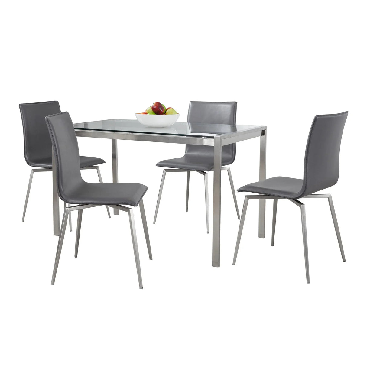 Fuji Mason - Upholstered Swivel Contemporary Dining Set Dining Set, Glass, 5 Piece - Furniture Home Direct