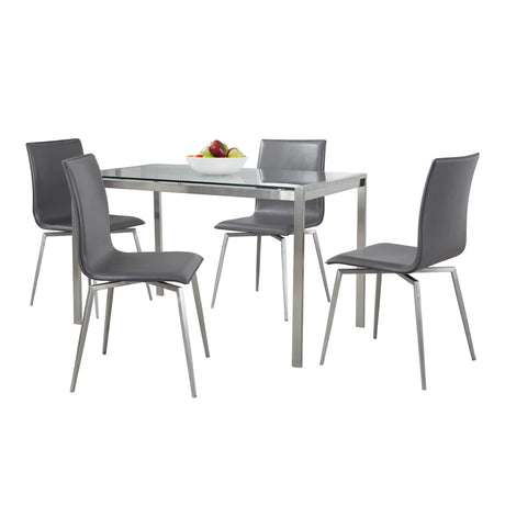 Fuji Mason - Upholstered Swivel Contemporary Dining Set Dining Set, Glass, 5 Piece - Furniture Home Direct