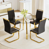 Dining Table Round Glass Top With Gold Legs Transparent - Furniture Home Direct
