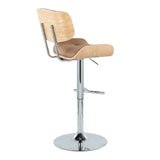 Lombardi - Contemporary Adjustable Barstool With Swivel With Straight T Footrest (Set of 2) - Furniture Home Direct