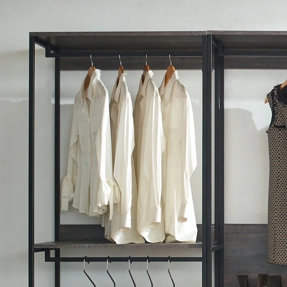 Closet System Industrial Metal Frame With Wood Panels Brown - Furniture Home Direct