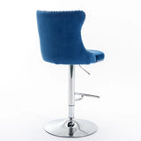Counter Height Bar Stool Swivel Tufted Velvet Back Blue - Furniture Home Direct