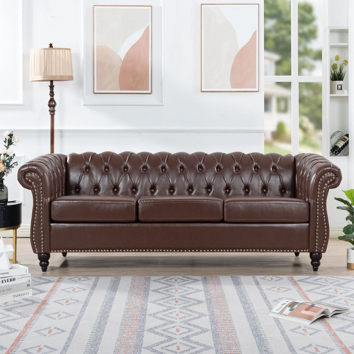Rolled Arm Chesterfield 3 Seater Sofa - Furniture Home Direct
