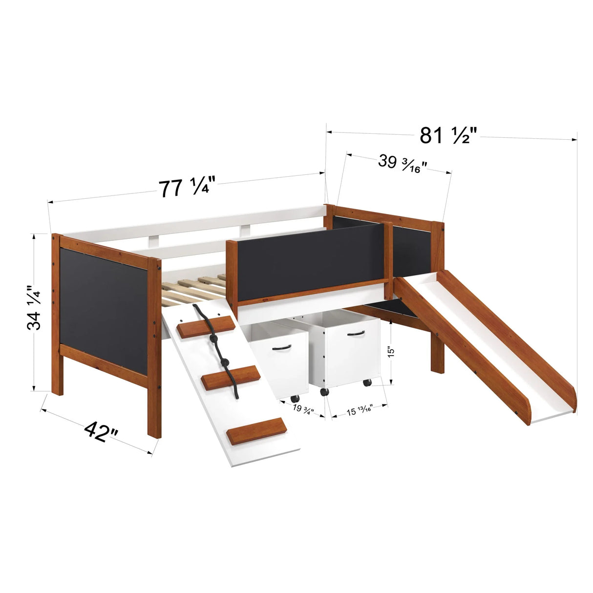Aurea - Twin Loft Bed With Slide Slats Ststem Included - Cherry Oak / White - Furniture Home Direct